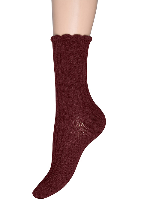 Charnos Wool Rib Scallop Top Socks SideZoom 1