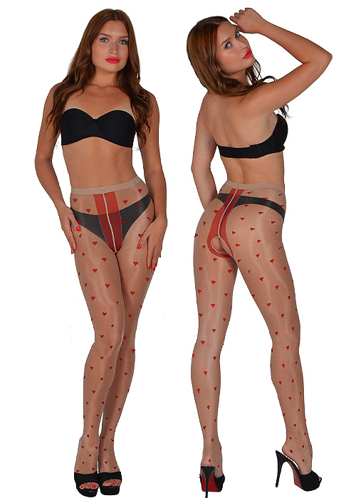 Pearl And Poseidon Amour Crotchless Heart Tights Product image