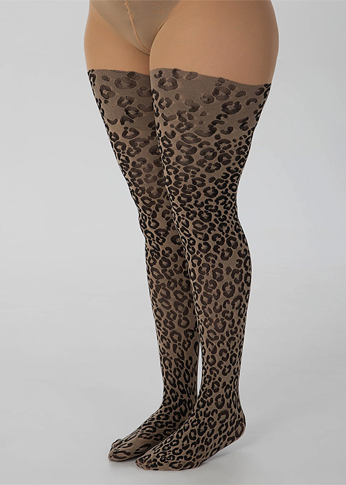 Pamela Mann Knitted Leopard Curvy Super Stretch Tights image