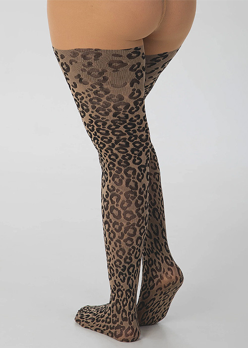 Pamela Mann Knitted Leopard Curvy Super Stretch Tights SideZoom 4