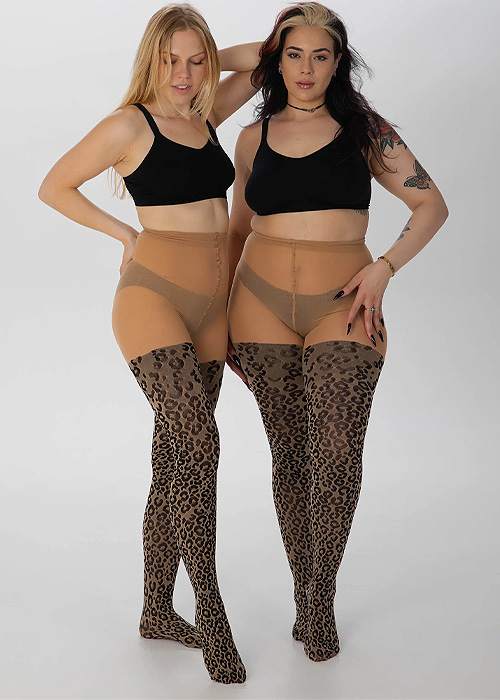 Pamela Mann Knitted Leopard Curvy Super Stretch Tights image