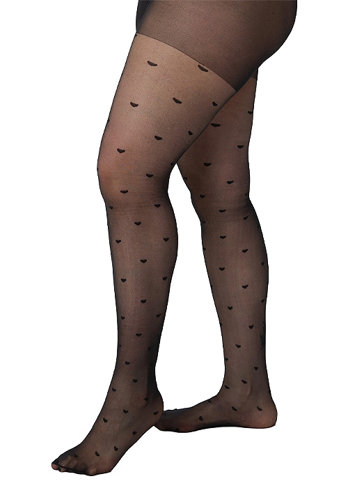 Pamela Mann Sheer Heart Crotchless Curvy Super Stretch Tights SideZoom 4