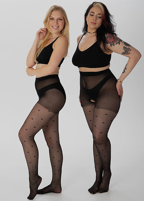 Pamela Mann Sheer Heart Crotchless Curvy Super Stretch Tights Product image